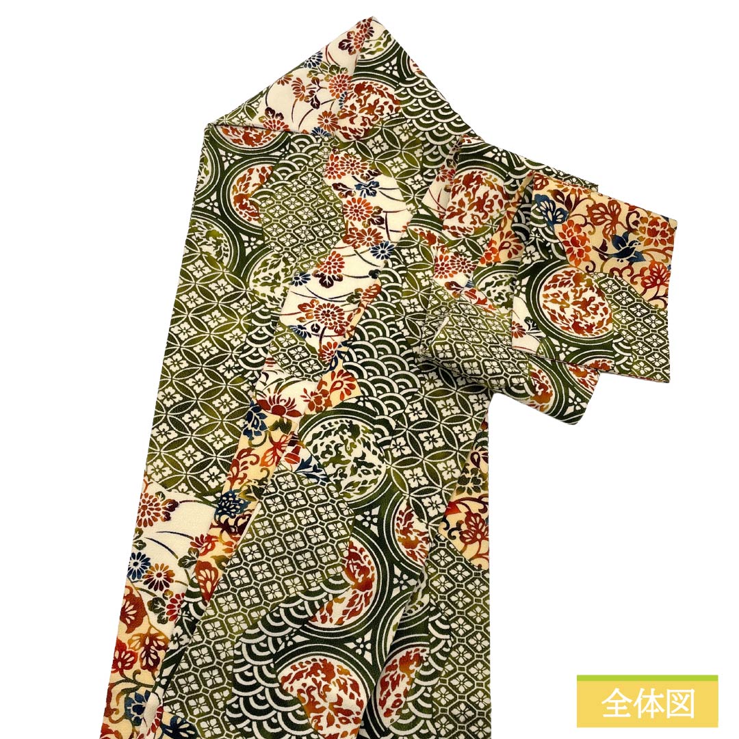 名古屋帯 正絹 Sランク 名古屋仕立て 乳白色(にゅうはくしょく) 古典柄 型染 切りばめ風 帯丈350cm 全通 セミフォーマル クリーム系 1124014352315