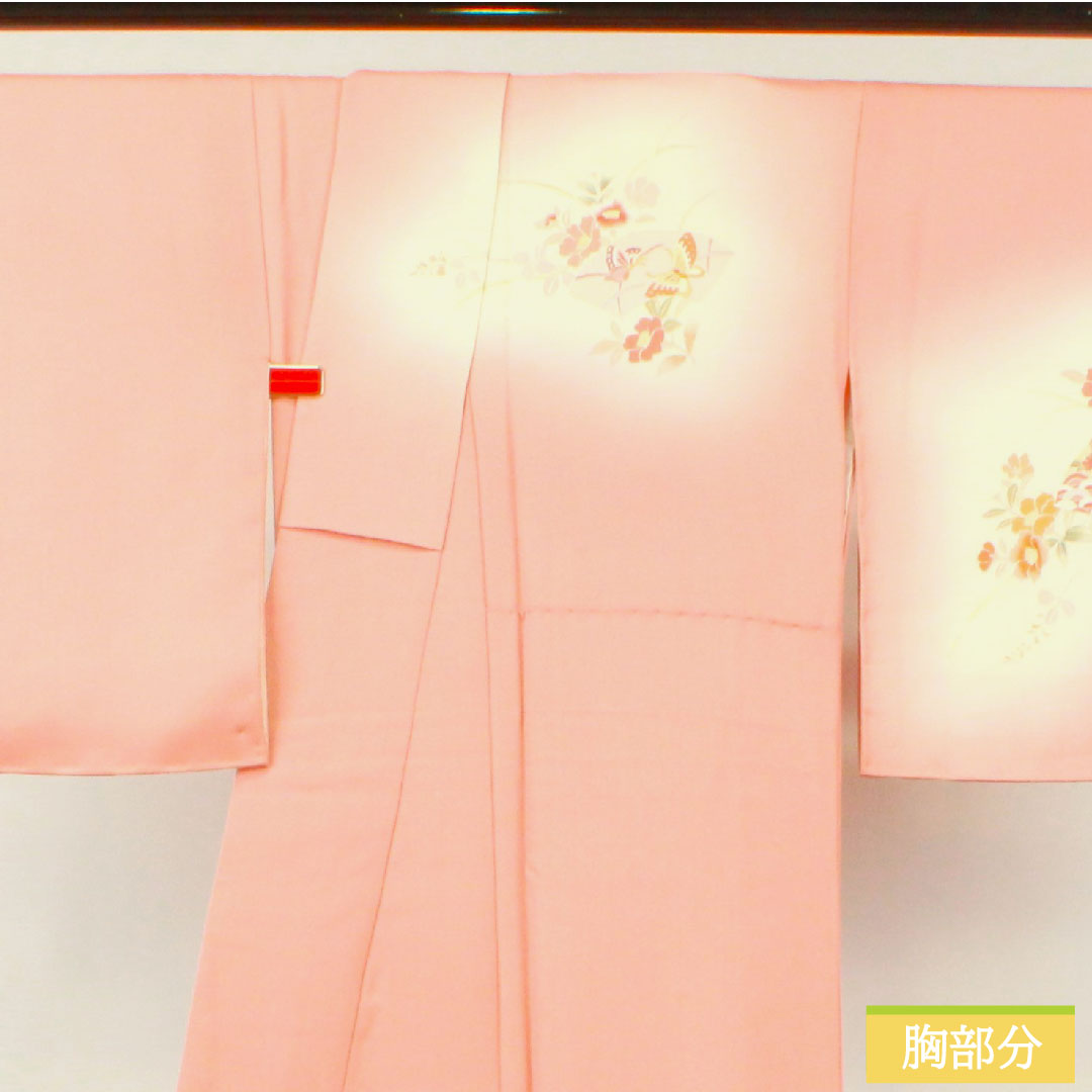 訪問着 正絹 袷 身丈167.5cm 裄丈66.5cm 一重梅色 蘇州刺繡 汕頭刺繡 吉祥文様 Sランク ピンク系 1112004062513