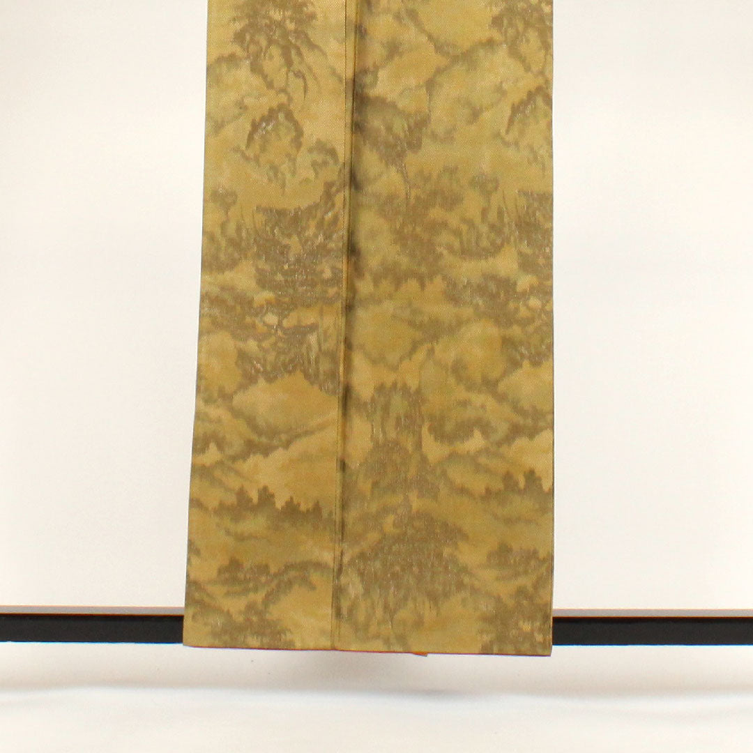 小紋 身丈159cm 裄丈64cm 袷 洗える着物 織ボカシ ポリ Sランク 黄系 1115000112323