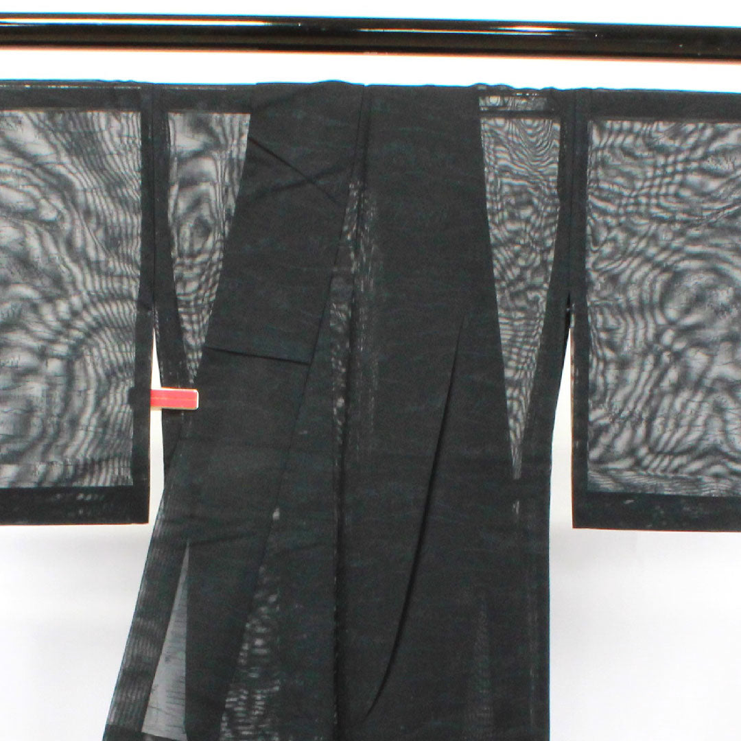 Summer item, pure silk, plain color, length 159cm, sleeve length 64.5cm, landscape pattern, gauze, S rank, black, 1132001292310