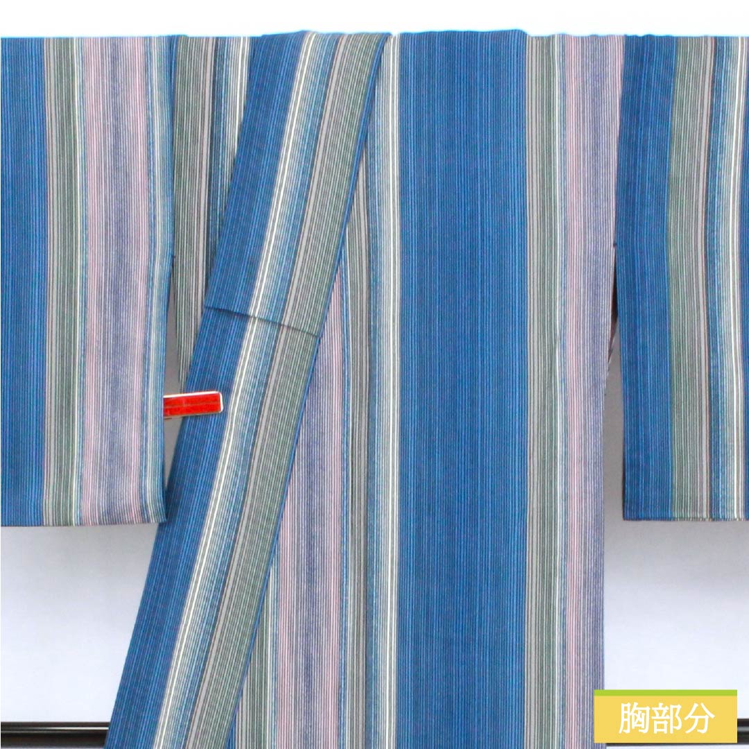 Kimono, Polyester, Rank A, Length 164cm, Sleeve-to-sleeve 64.5cm, Unlined, Light Ultramarine, Stenciled Stripes, Washable Kimono, Blue-toned, 1115007903417