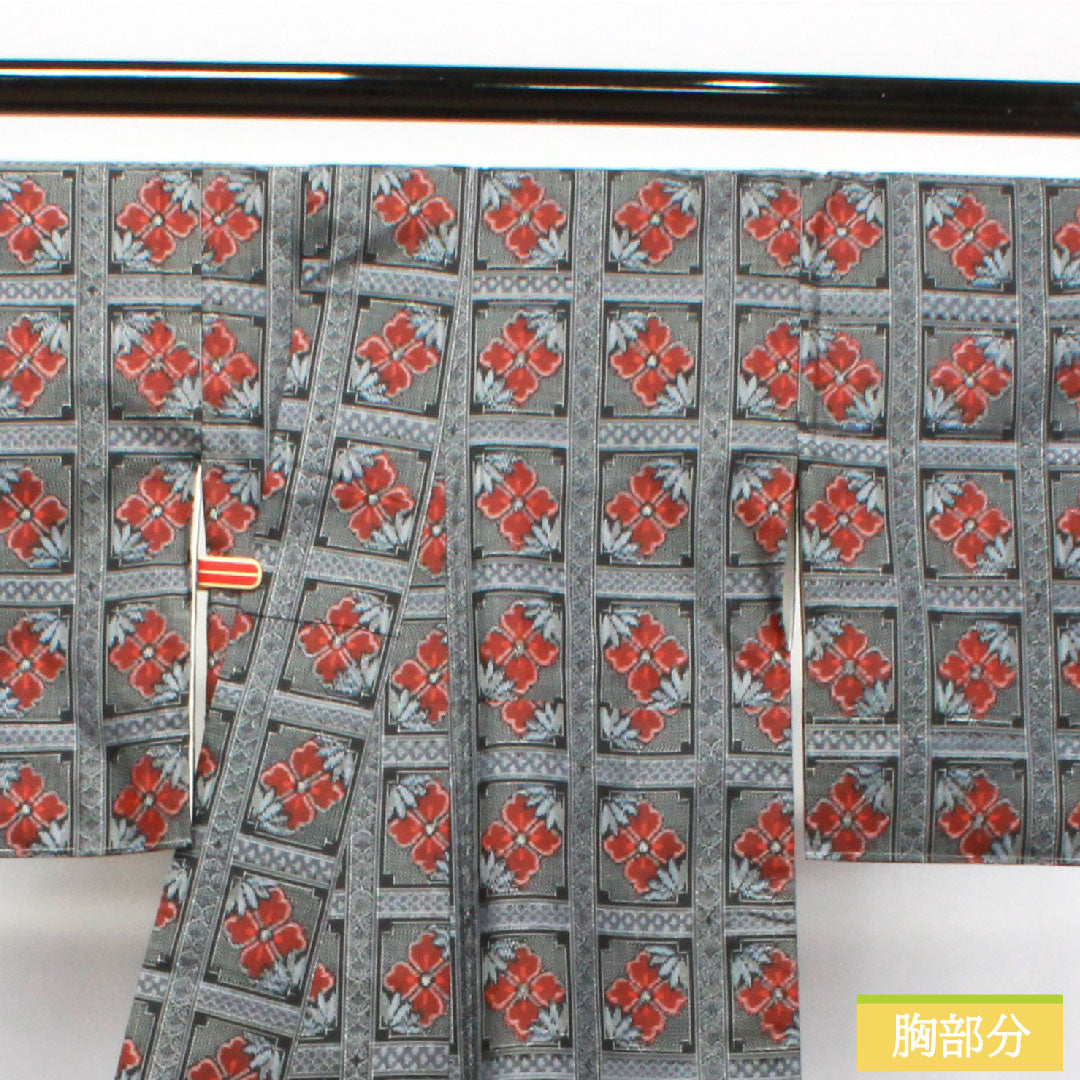 Murayama Oshima Tsumugi Silk Length 155cm Sleeve length 62.5cm Geometric pattern A rank Lined Black 1116003023310