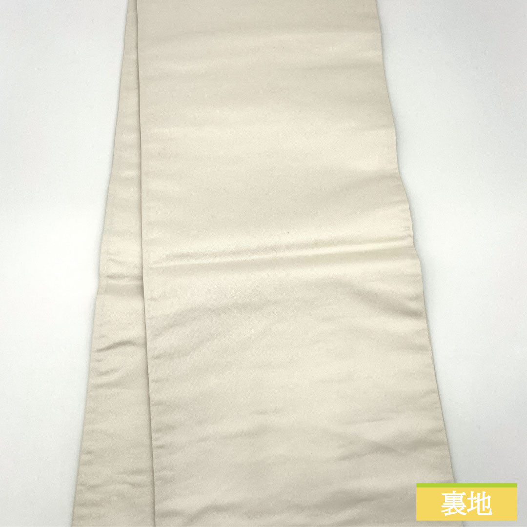 袋帯 正絹 Aランク 引箔 西陣織 部分刺繍 衝立 草花模様 帯丈426cm ポイント柄 フォーマル 銀系 1123016473322