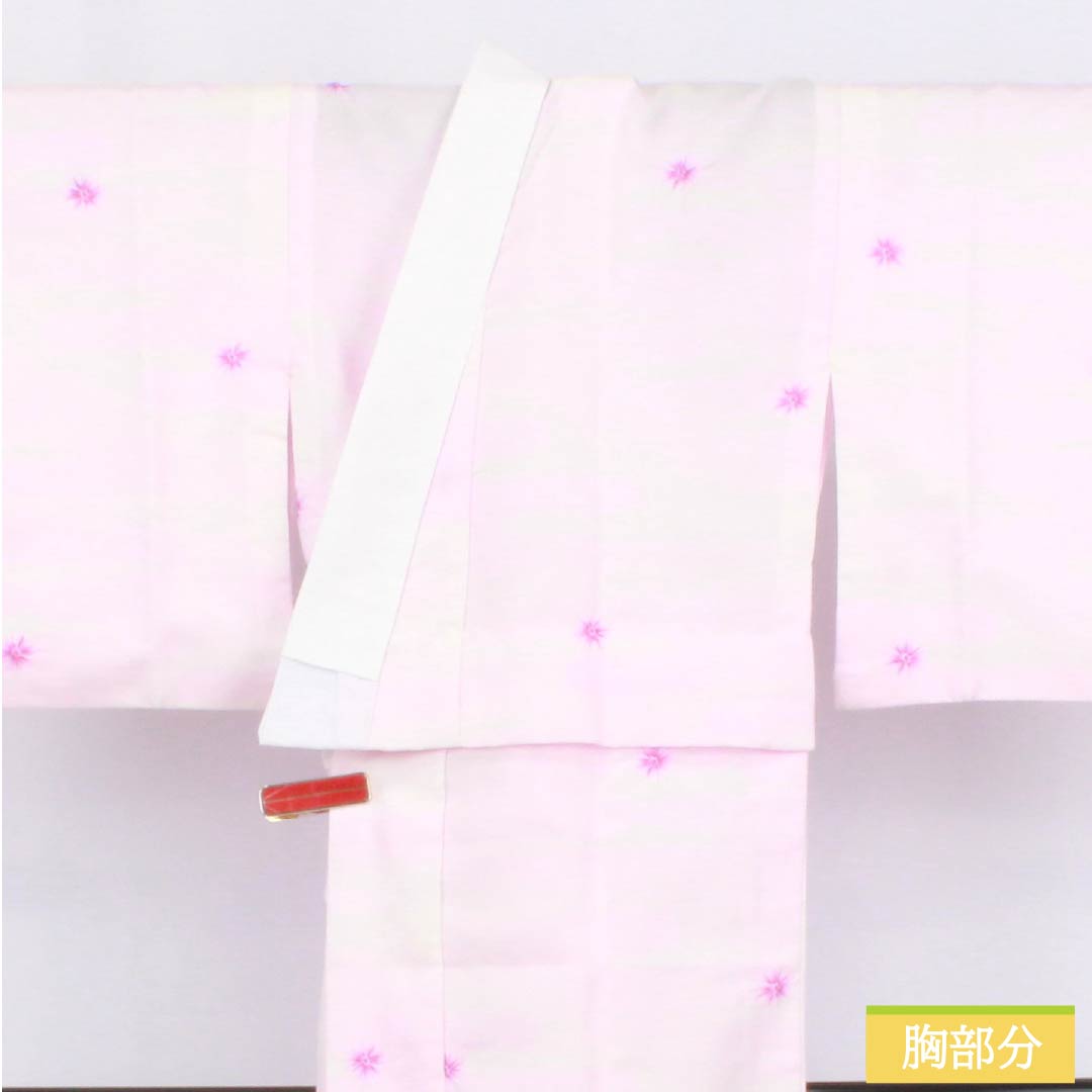 長襦袢 ポリエステル Aランク 身丈115cm 裄丈61cm 単衣 淡紅色(たんこうしょく) 抽象模様 半衿付き 身上げ有り 紫系 1129000783120