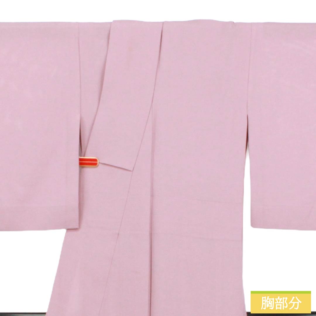 夏物 正絹 色無地 Aランク 身丈160cm 裄丈62cm 淡紅藤色(うすべにふじいろ) 素無地 一つ紋 丸に違い鷹の羽 絽 紫系 1132004923420