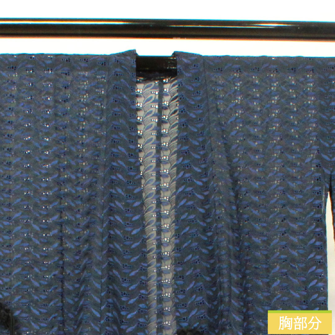 道中着 ポリエステル 身丈77.5cm 裄丈63.5cm 幾何学模様 スリーシーズン Sランク 単衣 黒系 1117000602910