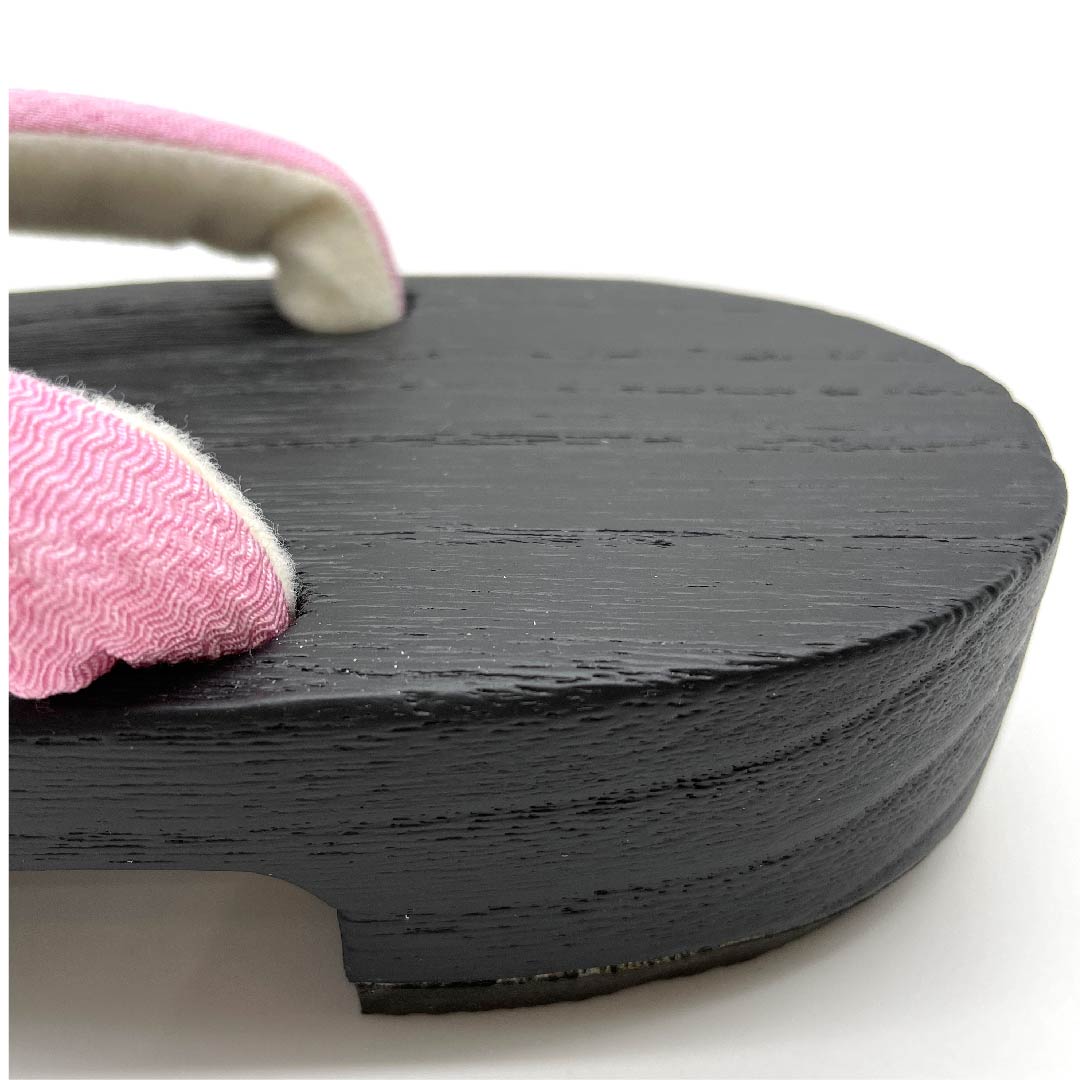 (新品未使用品)下駄 ちりめん 刺繍 桜 XLサイズ 黒系 NEWランク 1122001081510