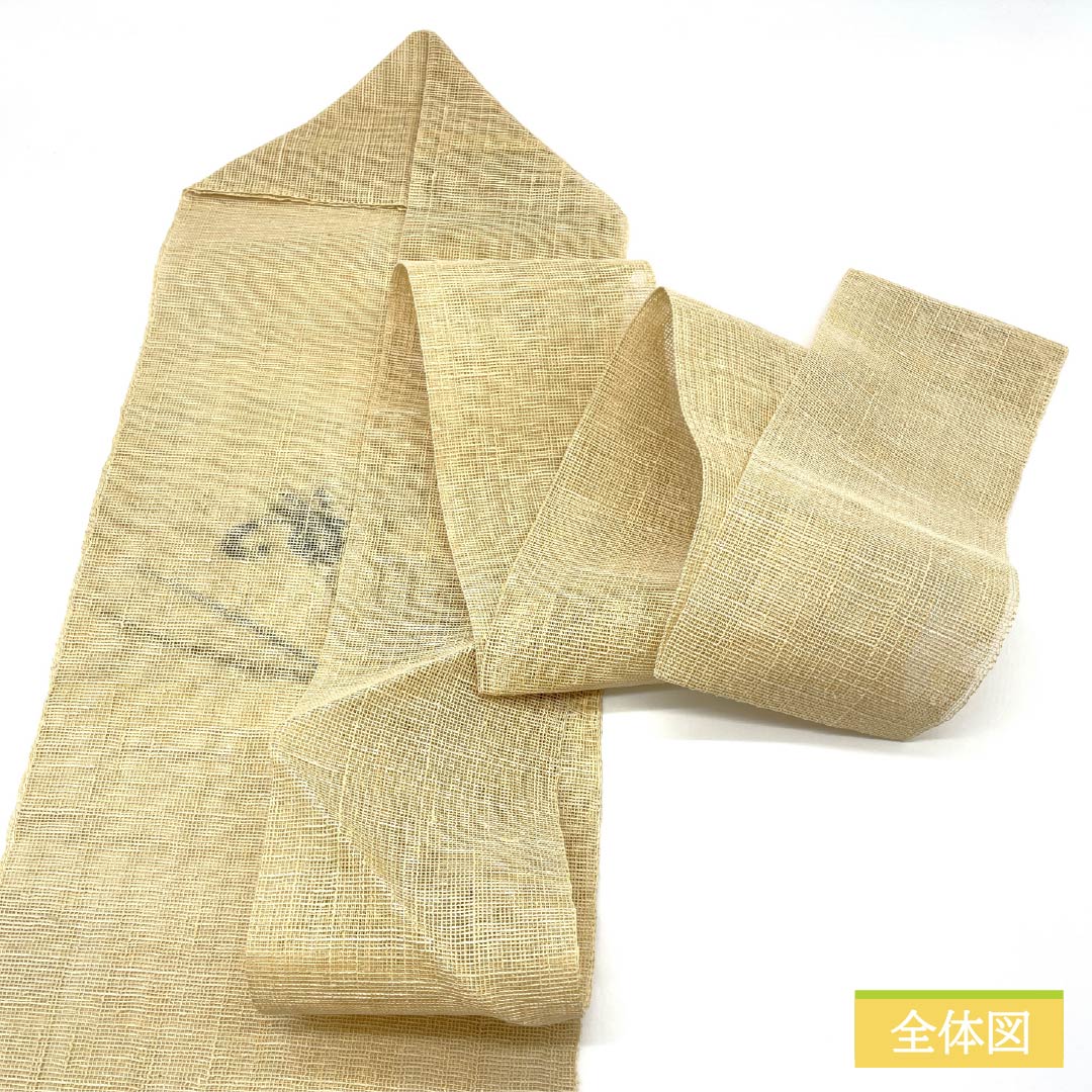 名古屋帯 正絹 東京白茶色(とうきょうしらちゃいろ) 夏帯 菖蒲 帯丈366cm Sランク ポイント柄 セミフォーマル ベージュ系 1124006742325 名古屋仕立て