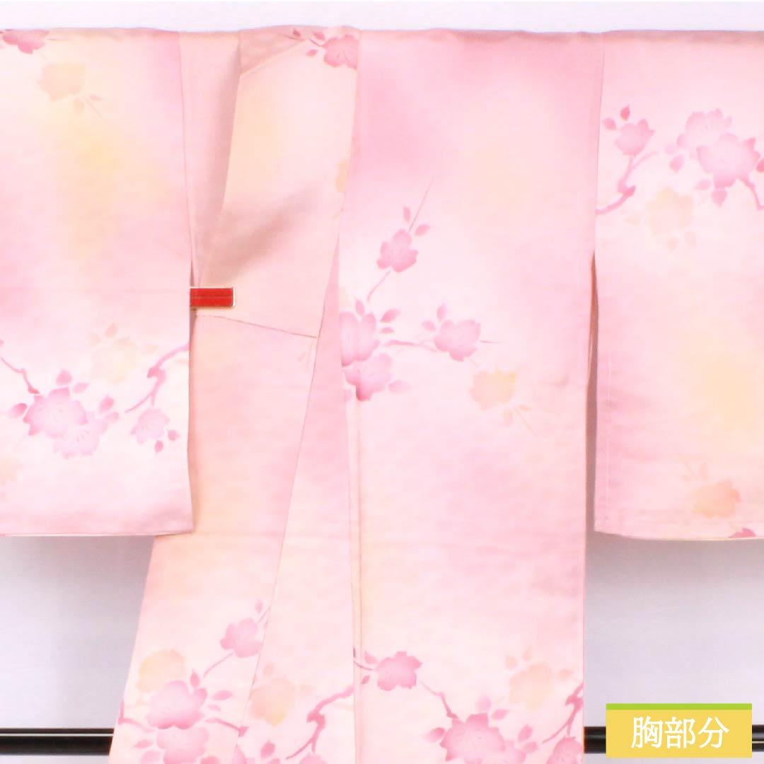 小紋 ポリエステル 身丈160.5cm 裄丈65cm 袷 似桃色(にせももいろ) 洗える着物 皐月 しつけ糸付き Aランク ピンク系 1115005563413