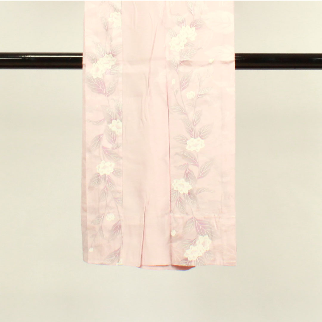 長襦袢 正絹 身丈122cm 裄丈64cm 袷 草花模様 Sランク ピンク系 1129000412113