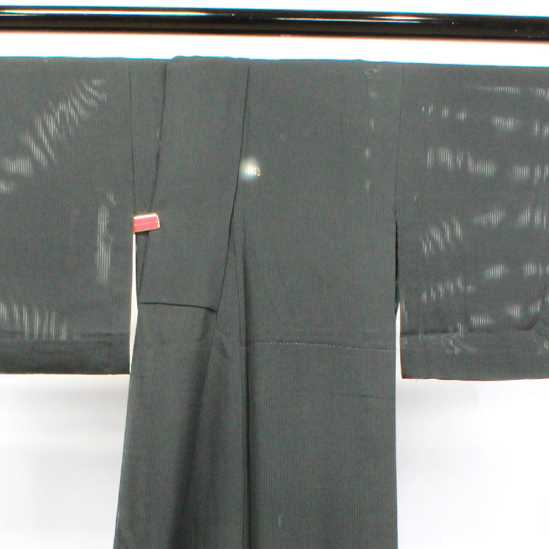 Summer pure silk formal kimono, length 156.5cm, sleeve length 63cm, vertical silk, hotaru silk, S rank, black, 1132001102310