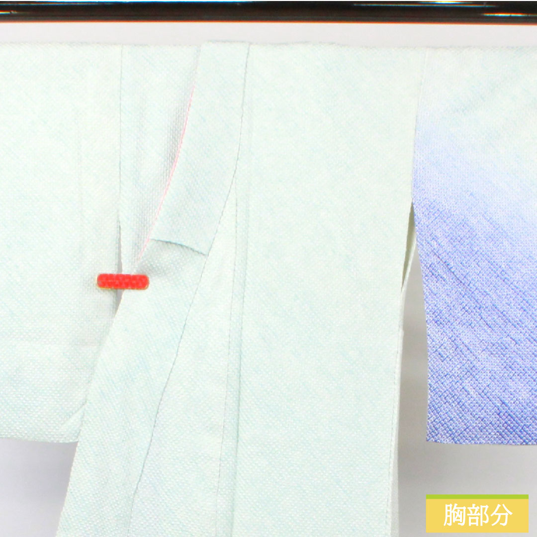 訪問着 正絹 袷 身丈159.5cm 裄丈64cm 藍白色(あいじろいろ) 総絞り 重ね衿付き Bランク 水色系 1112004824324