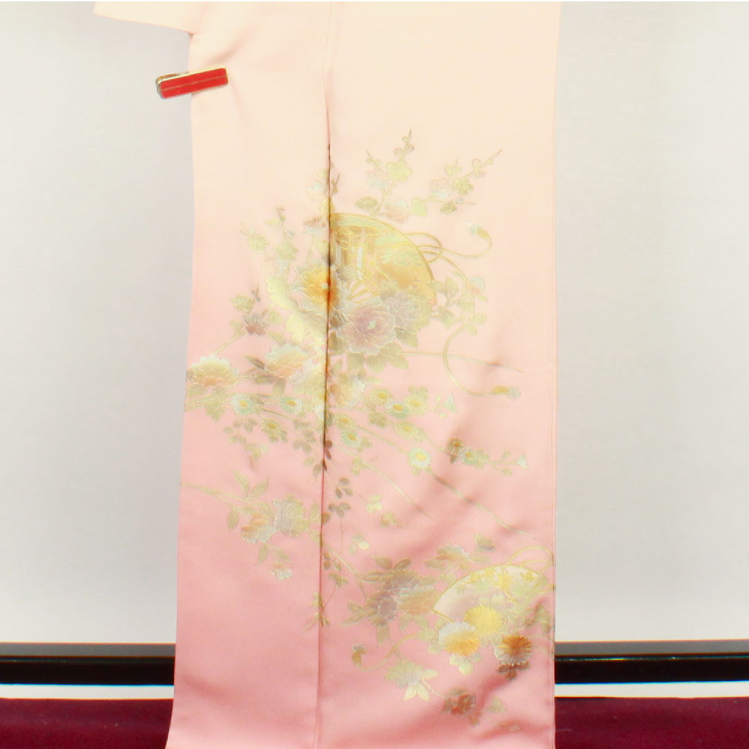 訪問着 袷 身丈167.5cm 裄丈65cm 乙女色 和田光正 金彩友禅 草花模様 正絹 Sランク ピンク系 1112001822513