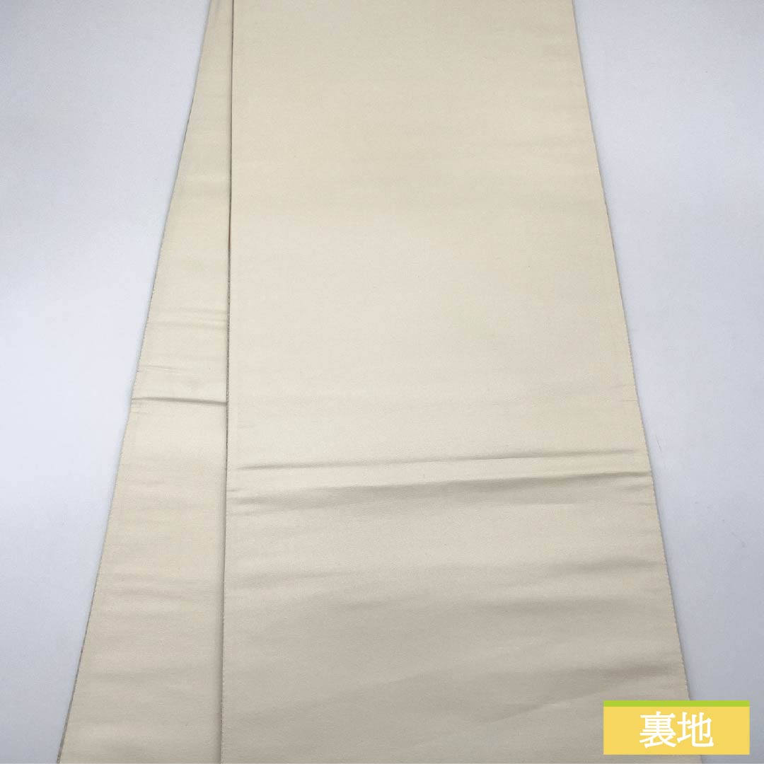 袋帯 正絹 生成り色(きなりいろ) 留袖用 螺鈿 引箔 御所車 帯丈446cm Aランク 六通 フォーマル クリーム系 1123014043315