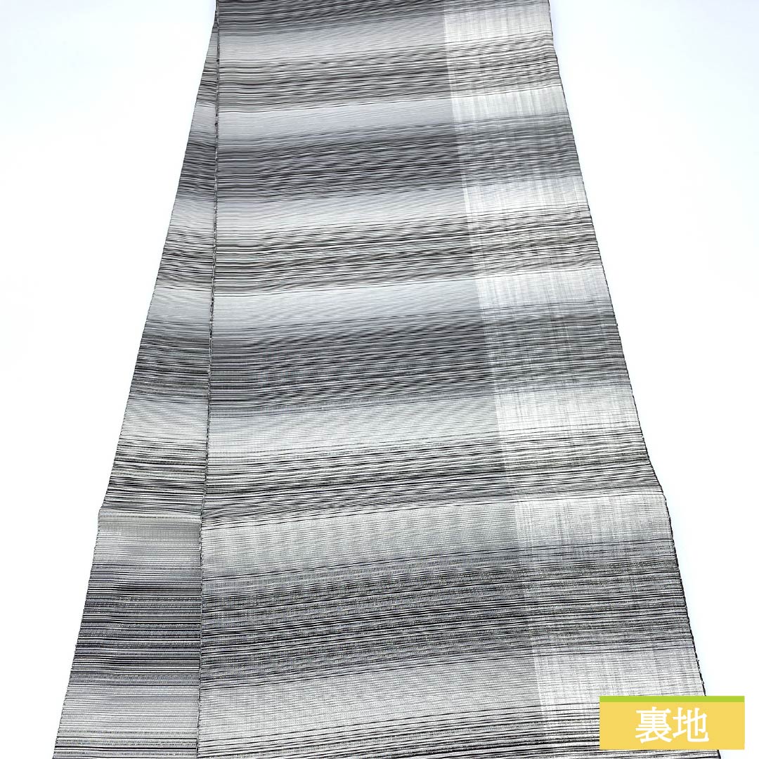 袋帯 正絹 具墨色(ぐずみいろ) 格子 帯丈460cm Sランク 全通 カジュアル グレー系 1123013092422