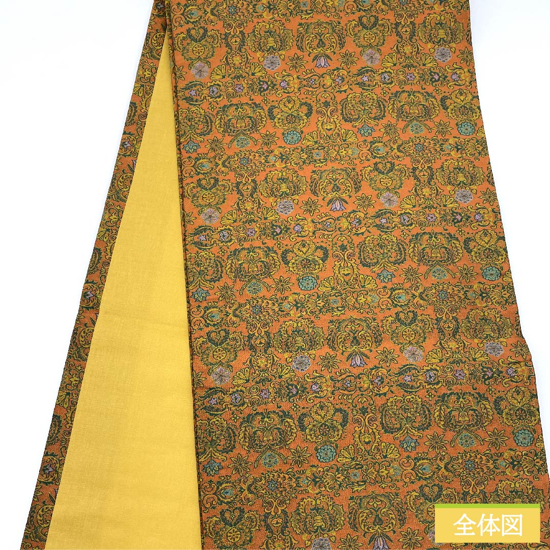 名古屋帯 樺色 正倉院模様 萬葉 帯丈360cm 正絹 Sランク 全通 カジュアル 茶系 1124005492314 開き仕立て