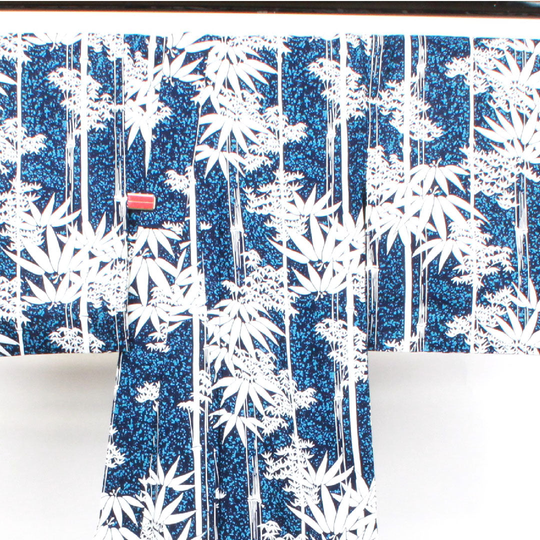 浴衣 濃紺色 竹 木綿 Sランク 単衣 身丈153cm 裄丈62.5cm 紺系 1118003302218