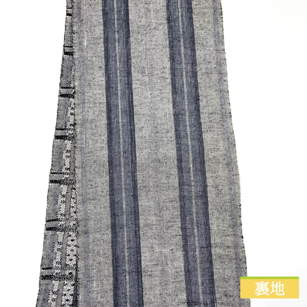 名古屋帯 チェック模様 紬地 帯丈358cm 正絹 Sランク 六通 カジュアル モノトーン 1124007282327 開き仕立て