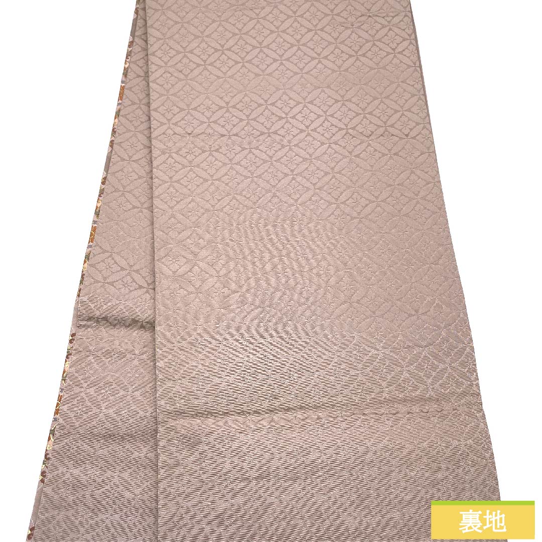 袋帯 鴇色鼠色(ときいろねずいろ) 正倉院模様 宝高錦 作家物 帯丈424cm 正絹 Sランク 六通 フォーマル ピンク系 1123009852313