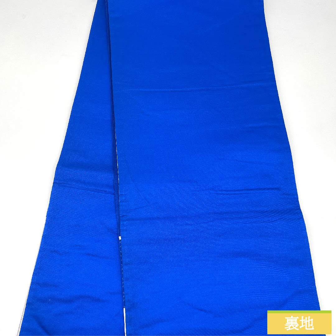 袋帯 瑠璃色(るりいろ) 七宝 藤の花 桜 帯丈420cm 正絹 Aランク 六通 フォーマル 青系 1123010073317