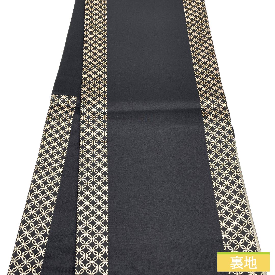 袋帯 正絹 消炭鼠色(けしずみねずみいろ) 市松違献上 うるし箔 小桜 紅葉 帯丈445cm Sランク 六通 セミフォーマル 銀系 1123011392322