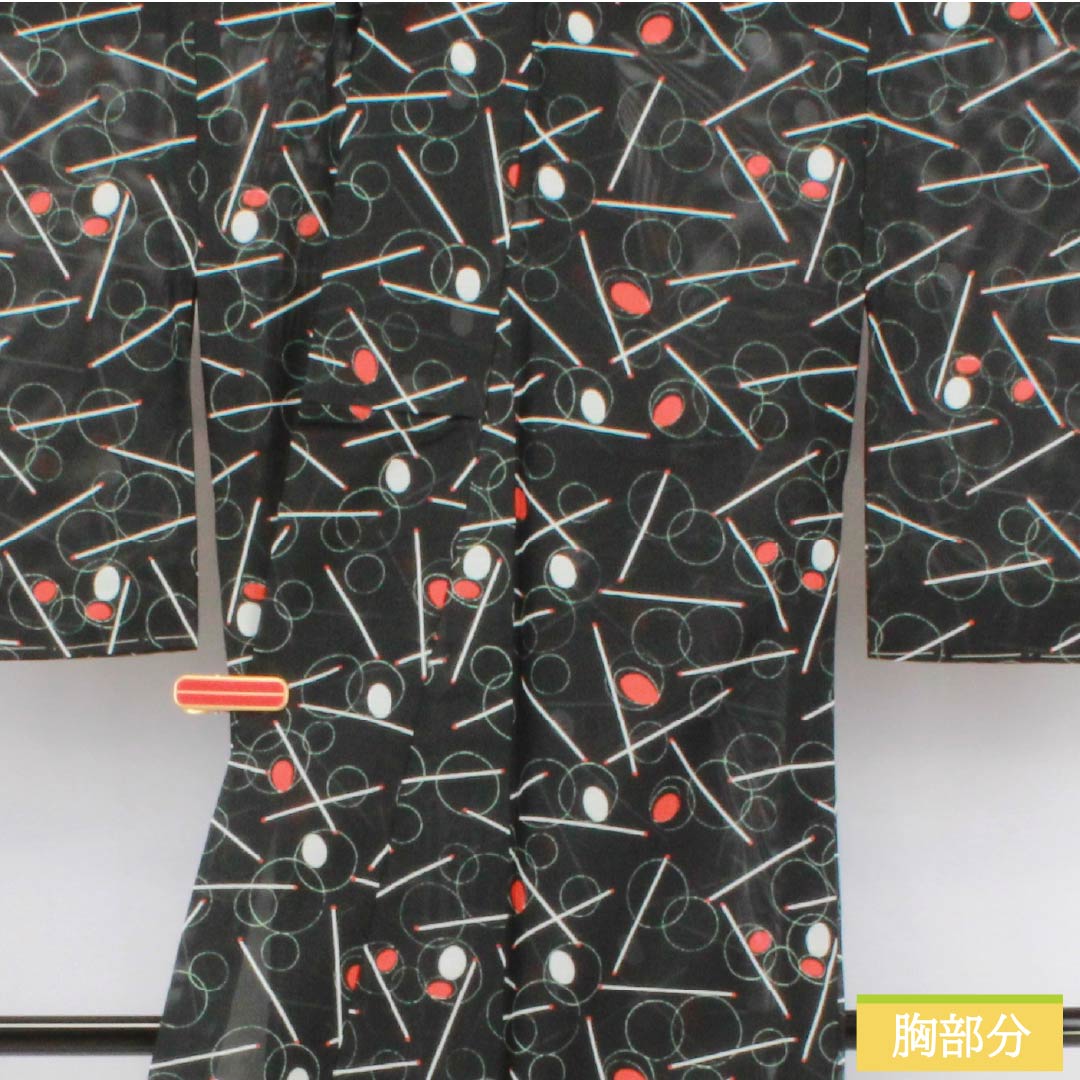 夏物 ポリエステル 小紋 身丈162cm 裄丈64cm シャボン玉 洗える着物 絽 Sランク 黒系 1132002592410