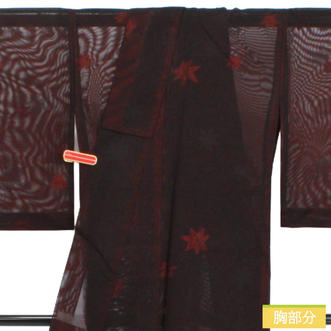 Summer Item Pure Silk Omeshi A Rank Length 160cm Sleeve-to-shoulder 63.5cm Dark Crimson Monsha Maple Leaf Sha Red color 1132004373412