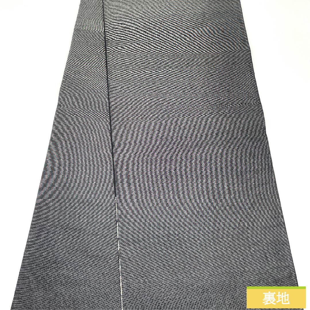 袋帯 正絹 薄黒色(うすぐろいろ) 幾何学模様 帯丈432cm Sランク 六通 セミフォーマル 銀系 1123010992322