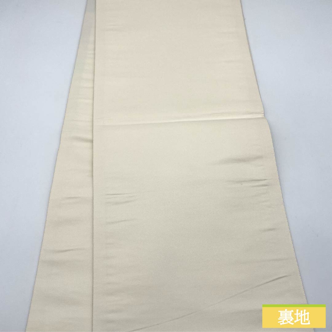 袋帯 正絹 胡粉色(ごふんいろ) 染め帯 風景模様 帯丈438cm Sランク ポイント柄 フォーマル 白系 1123014362311