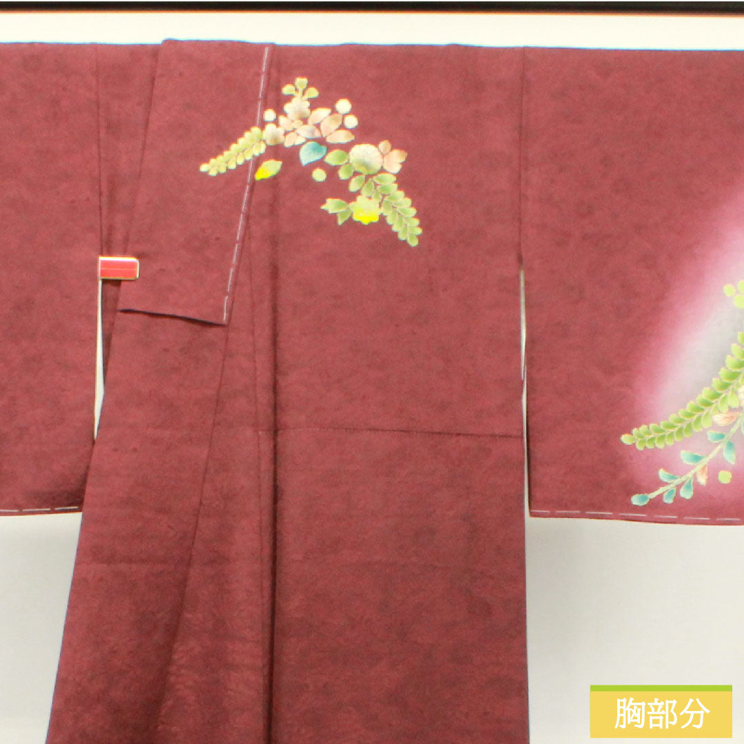 訪問着 正絹 袷 身丈162.5cm 裄丈67.5cm 葡萄酒色 辻ヶ花 Sランク 紫系 1112003562420