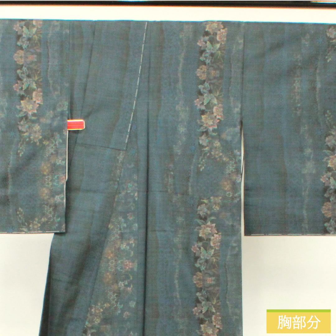 Silk pongee, Length 159cm, Sleeve length 63cm, Oshima pongee, 9 marks, with basting thread, S rank, lined, navy blue, 1116003362318
