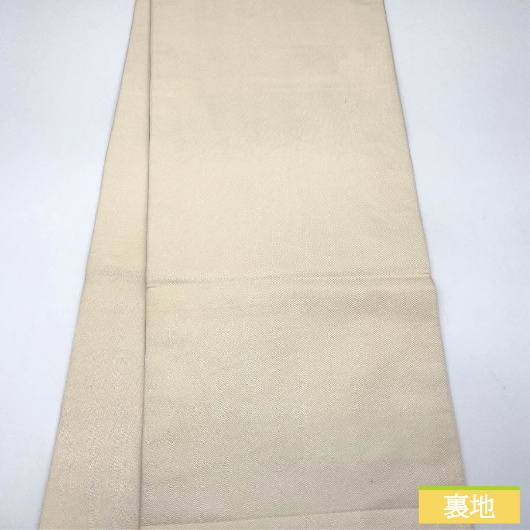袋帯 正絹 生成り色(きなりいろ) 花菱 帯丈436cm Bランク 全通 セミフォーマル クリーム系 1123014894315