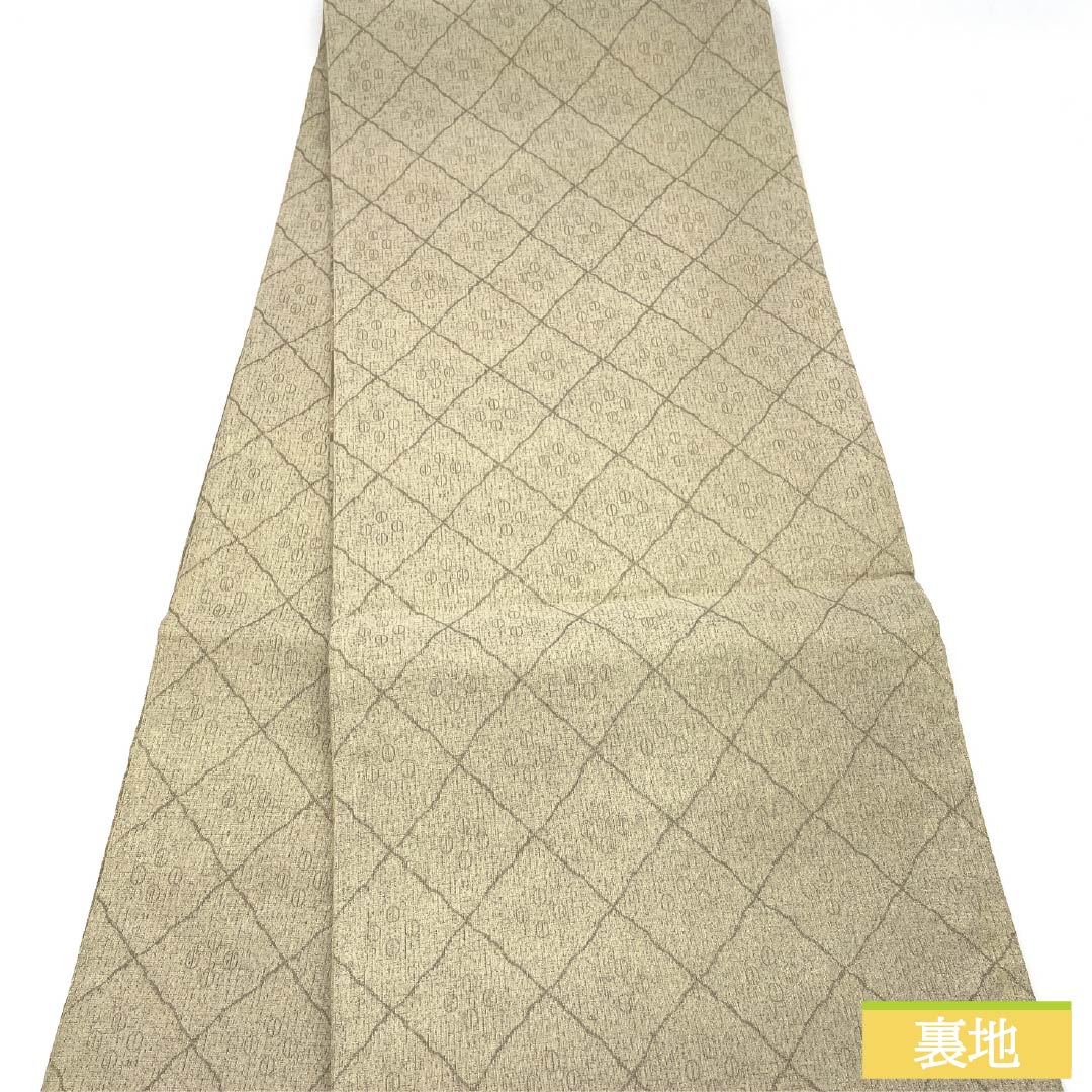 袋帯 正絹 黄鼠色(きねずいろ) 建部蝶 帯丈444cm Sランク 六通 フォーマル グレー系 1123013352322