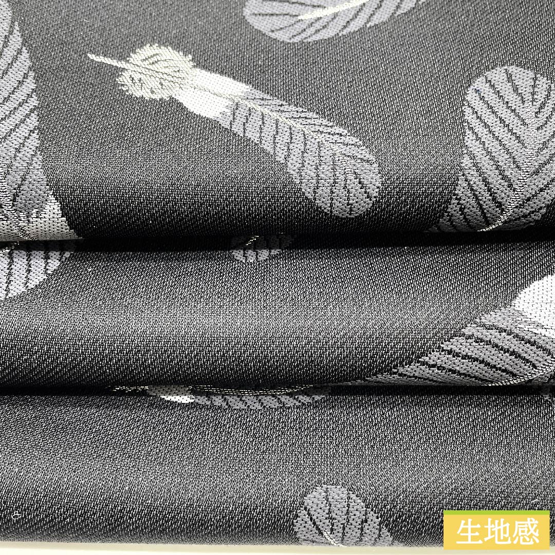 半幅帯 黒色 動物柄 鳥 ハシビロコウ インコ リバーシブル 帯丈450cm 正絹 黒系 NEWランク 1125000741910