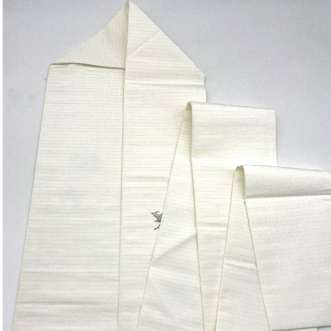 名古屋帯 白色 夏帯 絽 抽象模様 染帯 帯丈356.5cm 正絹 Aランク ポイント柄 カジュアル 白系 1124004303311 名古屋仕立て