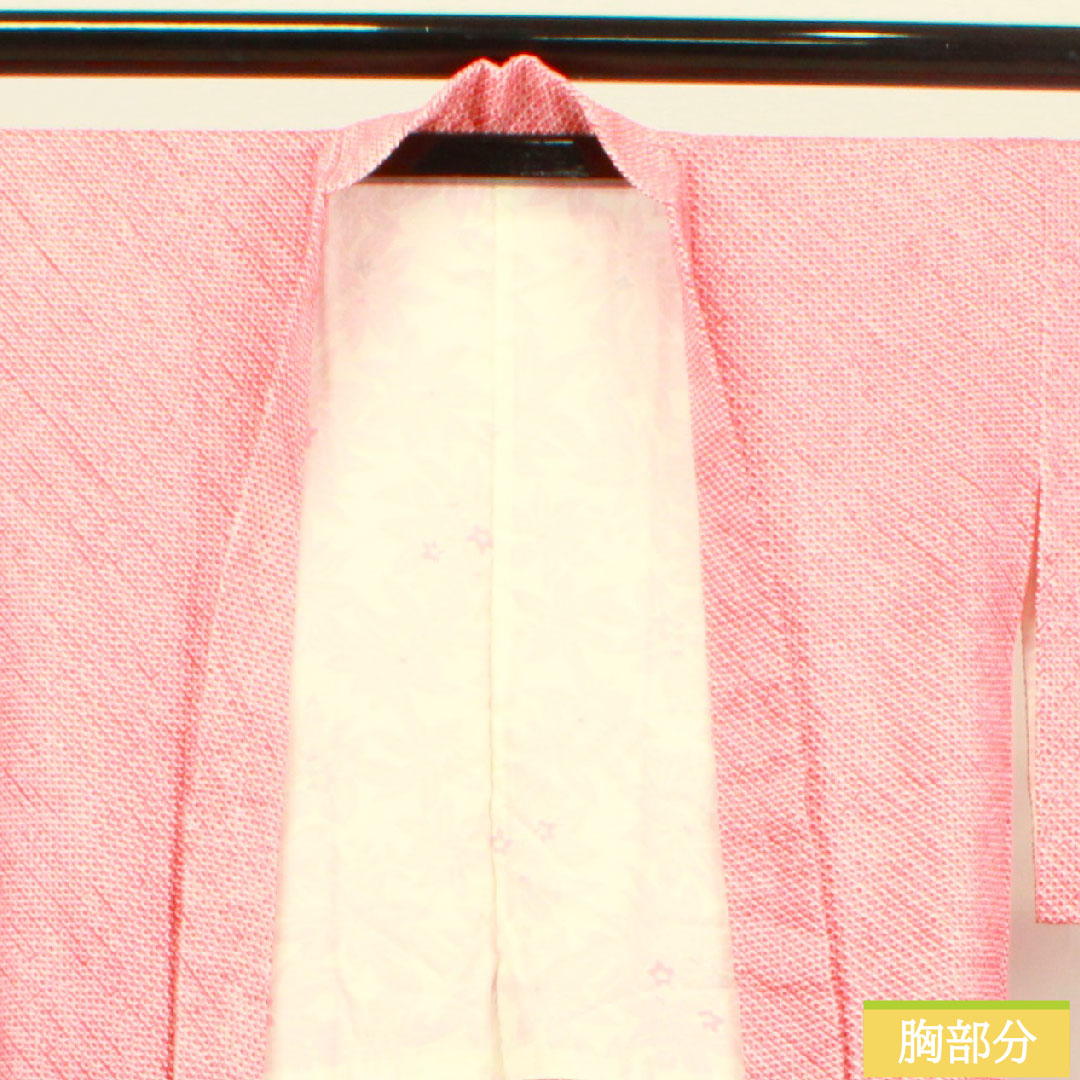 羽織 正絹 身丈79.5cm 裄丈64cm 猩々緋色 総絞り 鹿の子絞り Sランク 袷 赤系 1117000652912