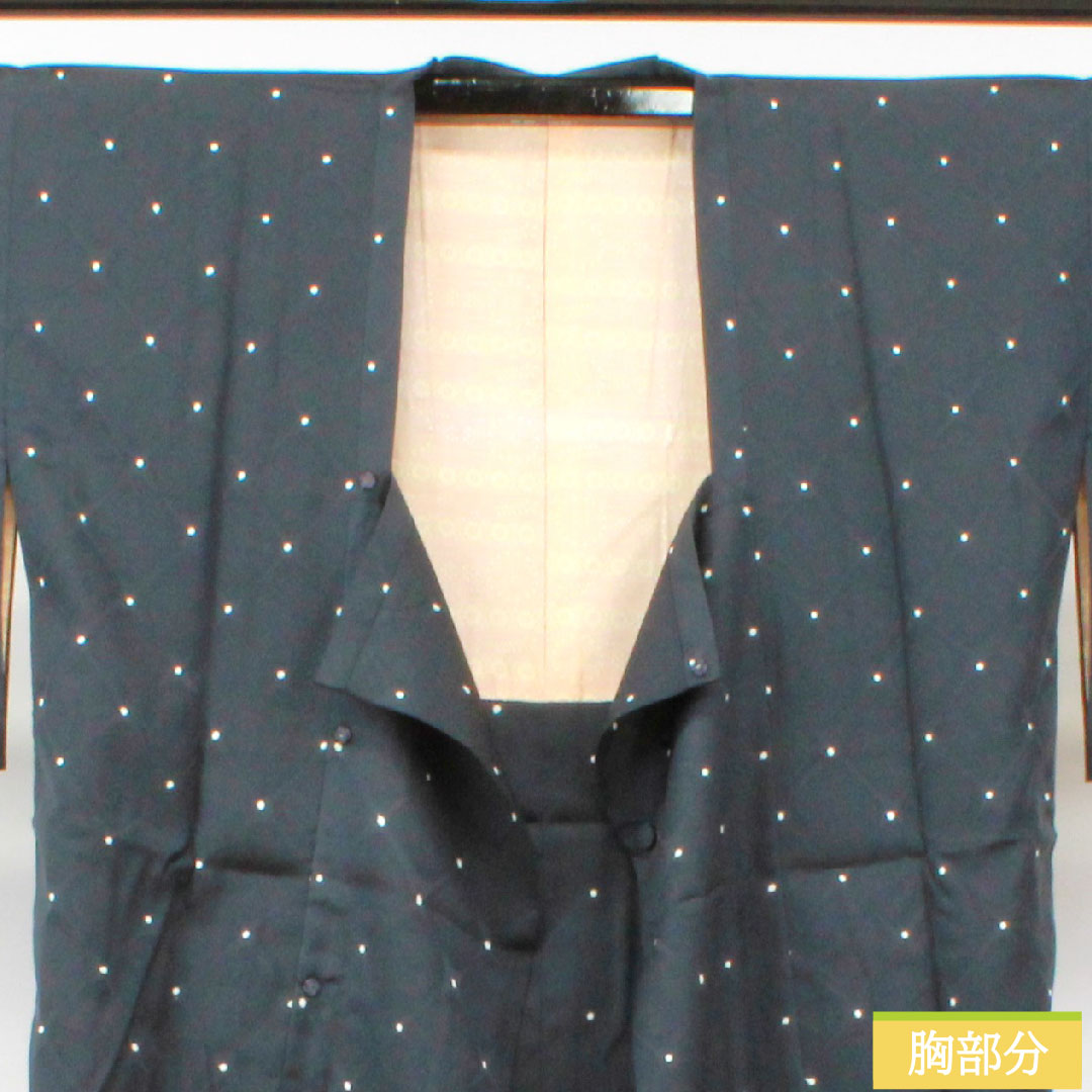 Michiyuki coat, pure silk, length 77.5cm, sleeve length 64cm, geometric pattern, B rank, lined, black, 1117001104910