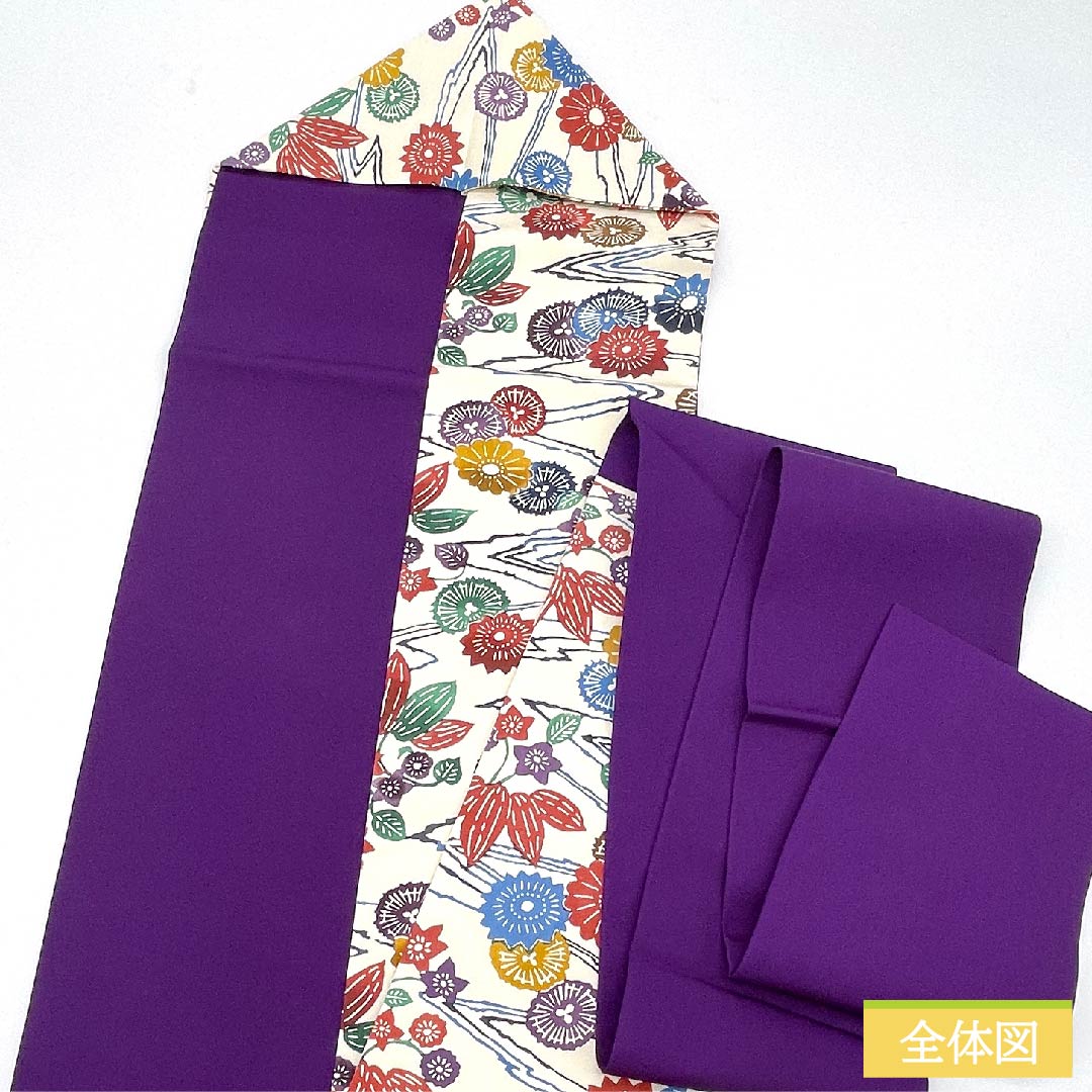 Nagoya obi, natural color, Kyoto Bingata, floral pattern, obi length 361cm, pure silk, S rank, six-pass, casual, white, 1124005292311, Nagoya style