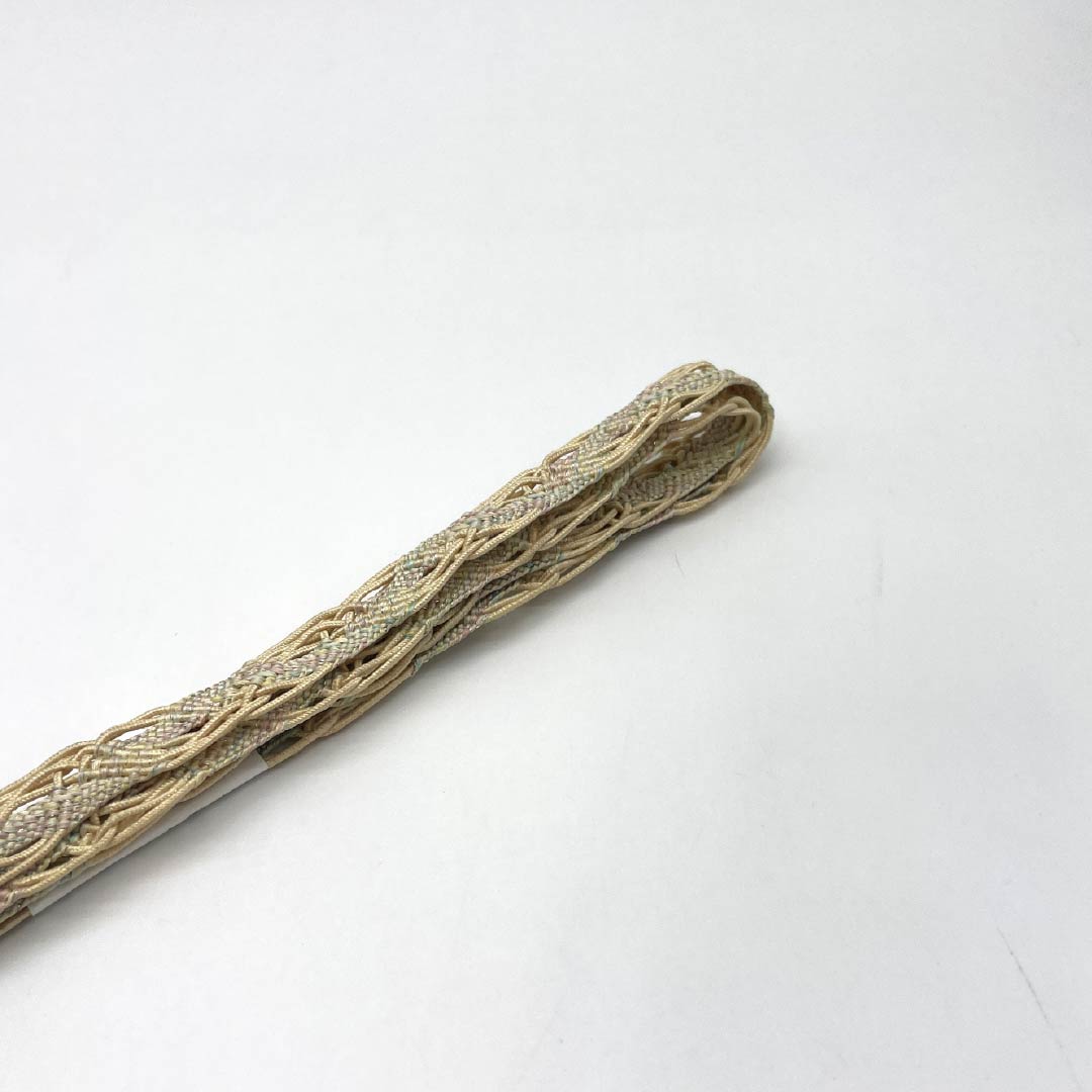 (Like new) Obijime and Obiage Set, Pure Silk, S-Rank, Tonokoiro (Stainless Steel), Length: Approx. 160cm, Width: Approx. 1.5cm, Semi-Formal, Beige, Product Number: 1141000102325