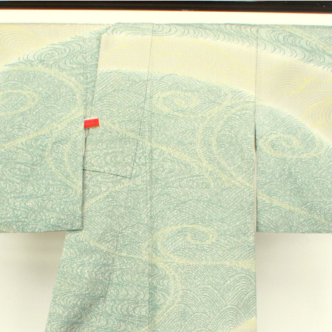 Homongi, lined, length 164cm, sleeve length 66cm, pongee fabric, wave pattern, pure silk, A rank, gradation style, 1112002743499