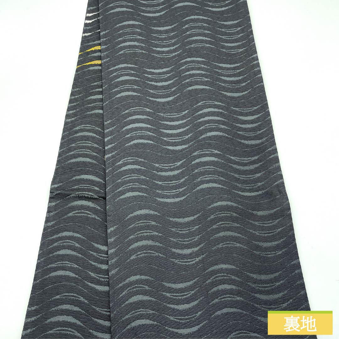 袋帯 正絹 紺鼠色(こんねずいろ) 西陣織 洛陽織物 葡萄 リバーシブル 帯丈472cm Sランク 六通 フォーマル グレー系 1123014412422