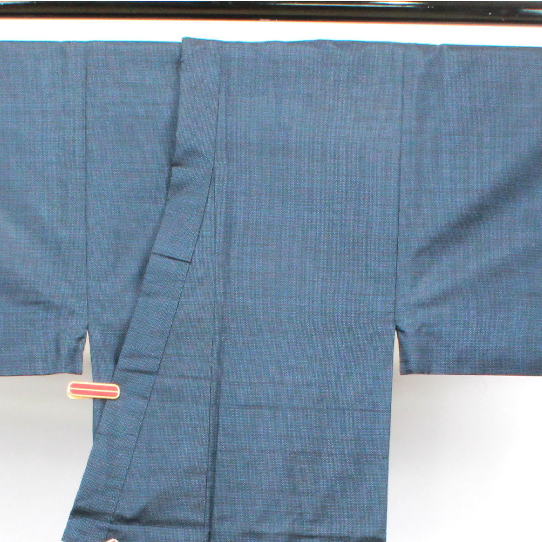 Men's Length 144cm Sleeve length 69.5cm Oshima Tsumugi Ensemble 100 Tortoiseshell Silk S Rank Awase Navy 1119000622418