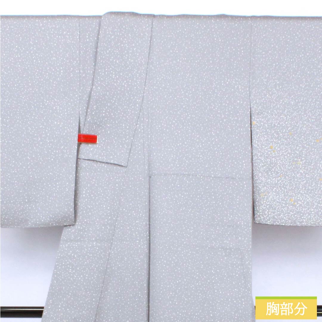 訪問着 正絹 Sランク 袷 身丈157.5cm 裄丈65.5cm つるば鼠色(つるばねずみいろ) タタキ染 箔飛ばし グレー系 1112006502322