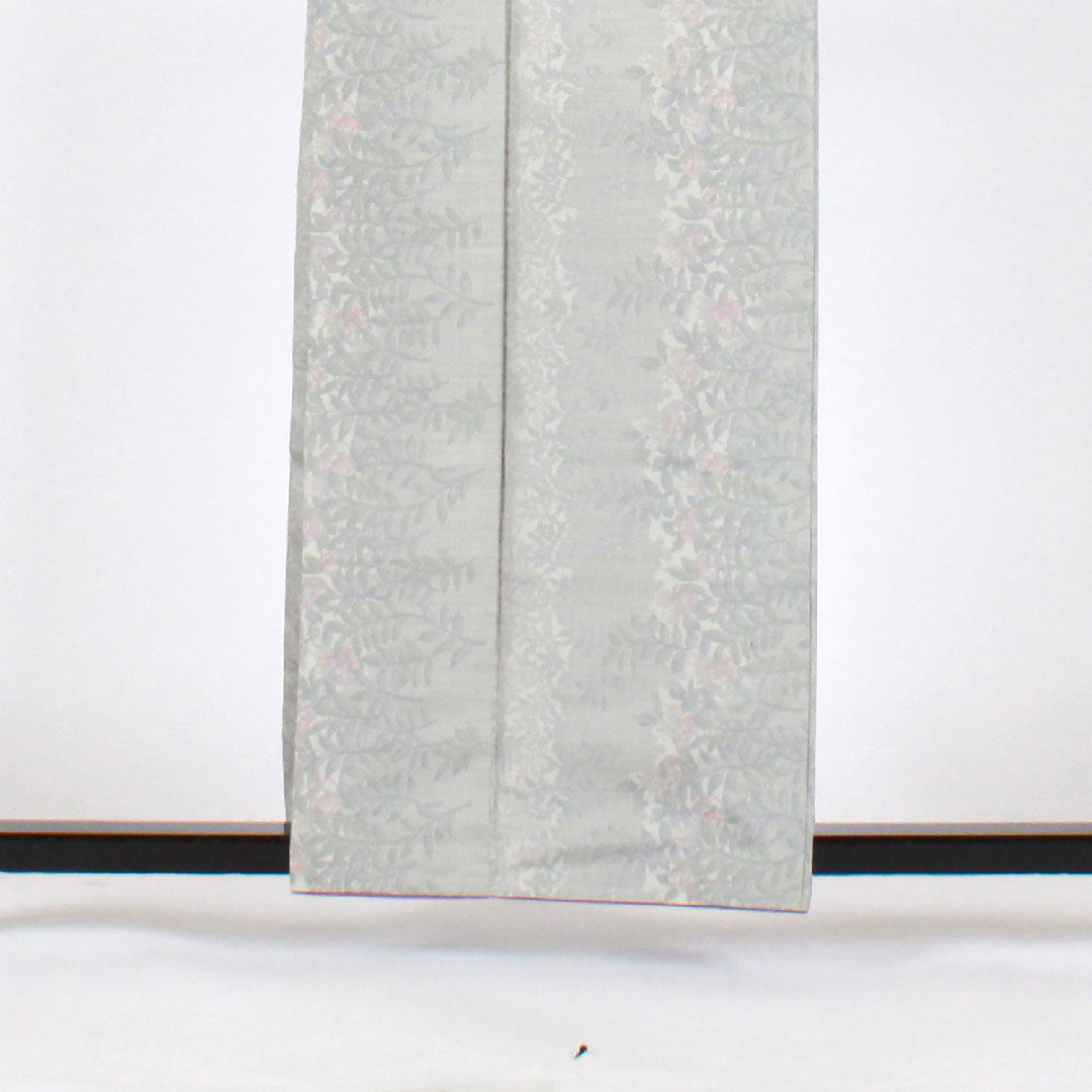 大島紬 身丈160cm 裄丈66cm 草花模様 正絹 Bランク 袷 グレー系 1116001484422