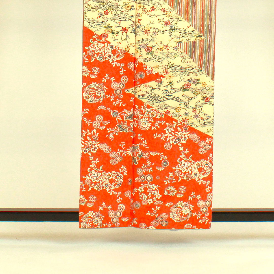 訪問着 袷 身丈159.5cm 裄丈66cm 作家物 型染 正絹 Sランク 茶系 1112000632314