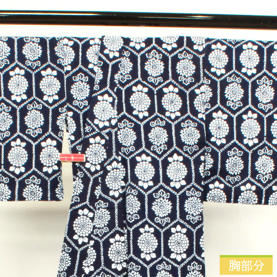 Yukata Cotton Length 149.5cm Sleeve length 62.5cm S rank Single layer Navy blue Ping Pong Mum 1118004612118