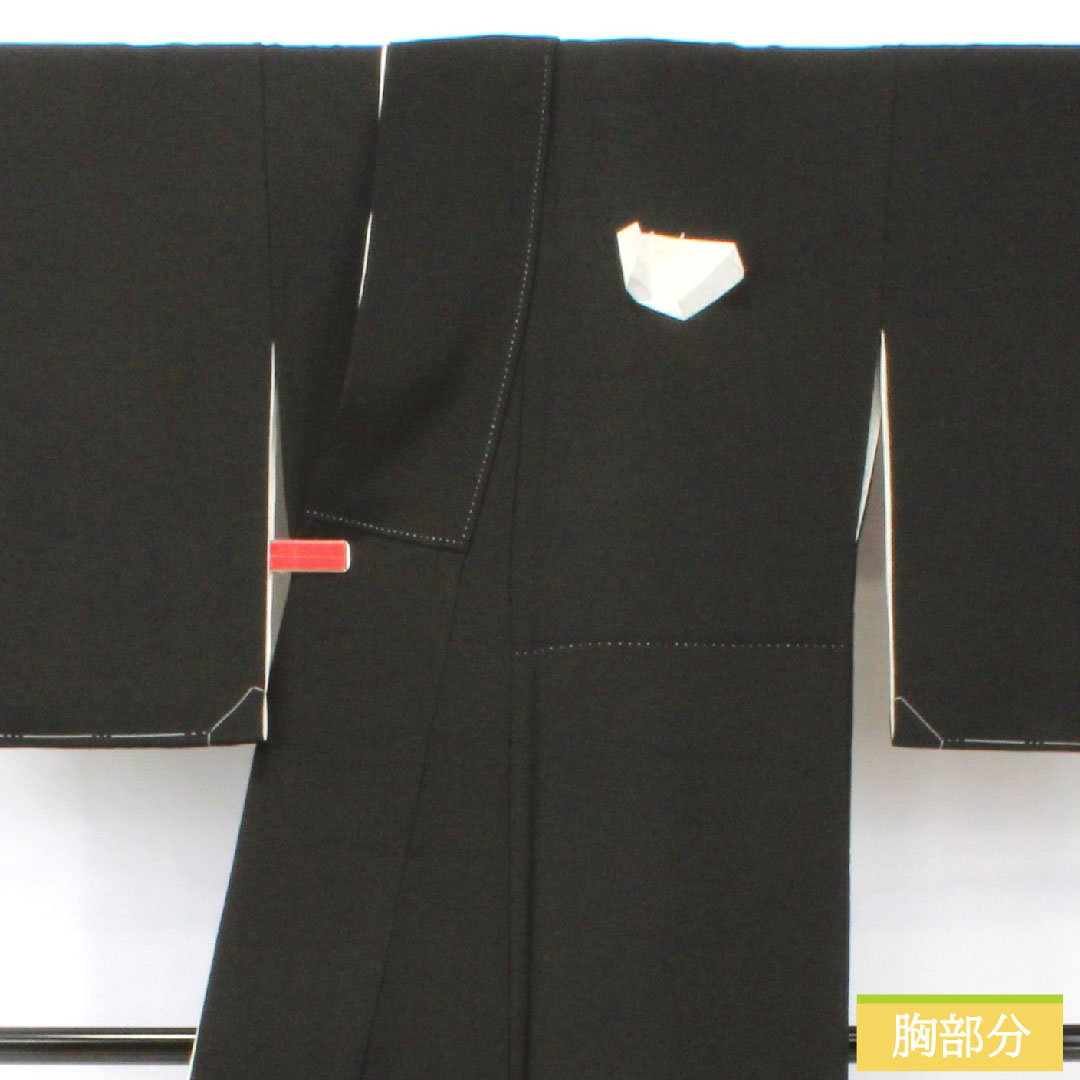 Black formal kimono, pure silk, length 158.5cm, sleeve length 62cm, lined, Kyo Kaga Yuzen, floral pattern, artist's work, five crests, flower diamond, A rank, black, 1111001673310