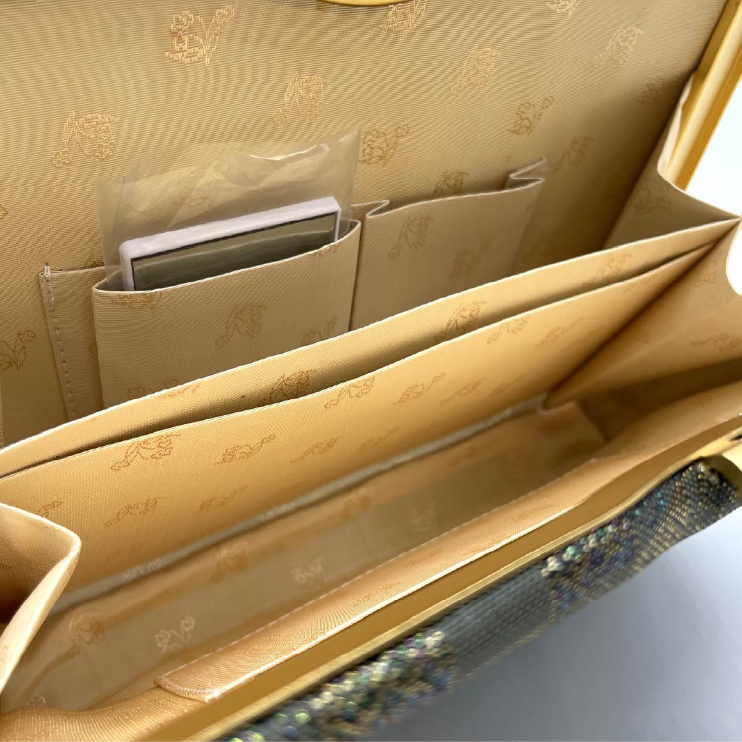 和装バック フォーマル 鈍色(にびいろ) 留袖用 市松模様 古典柄 緑系 Sランク 113900057219