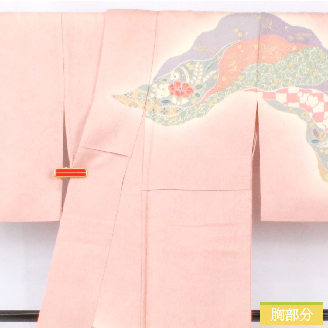 訪問着 正絹 袷 身丈159cm 裄丈63.5cm 東雲色(しののめいろ) 京友禅 辻ヶ花 Aランク ピンク系 1112005673313