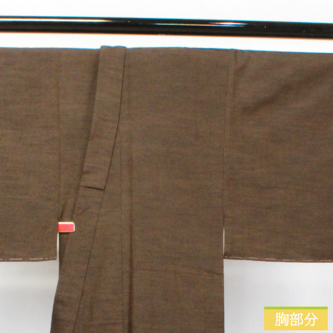 男物 正絹 身丈135cm 裄丈66cm 憲房色 しつけ糸付き 未使用品 Sランク 袷 茶系 1119000692314